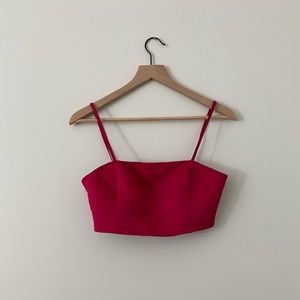 Zara Satin Magenta Cropped Top